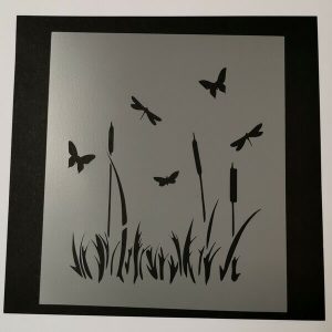 Stencil Paisaje con libélulas