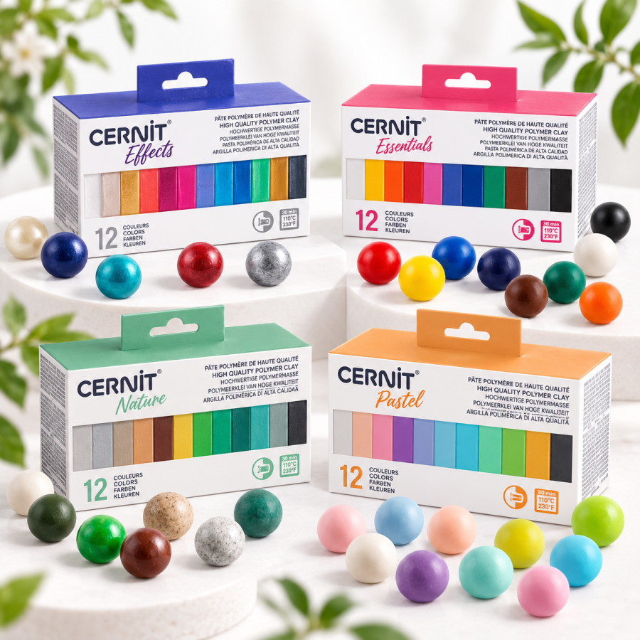 Packs y sets de arcilla polimérica Descubre packs Cernit pensados para empezar, regalar o ampliar tu paleta de colores. Una forma práctica de probar gamas distintas y encontrar tus tonos favoritos.