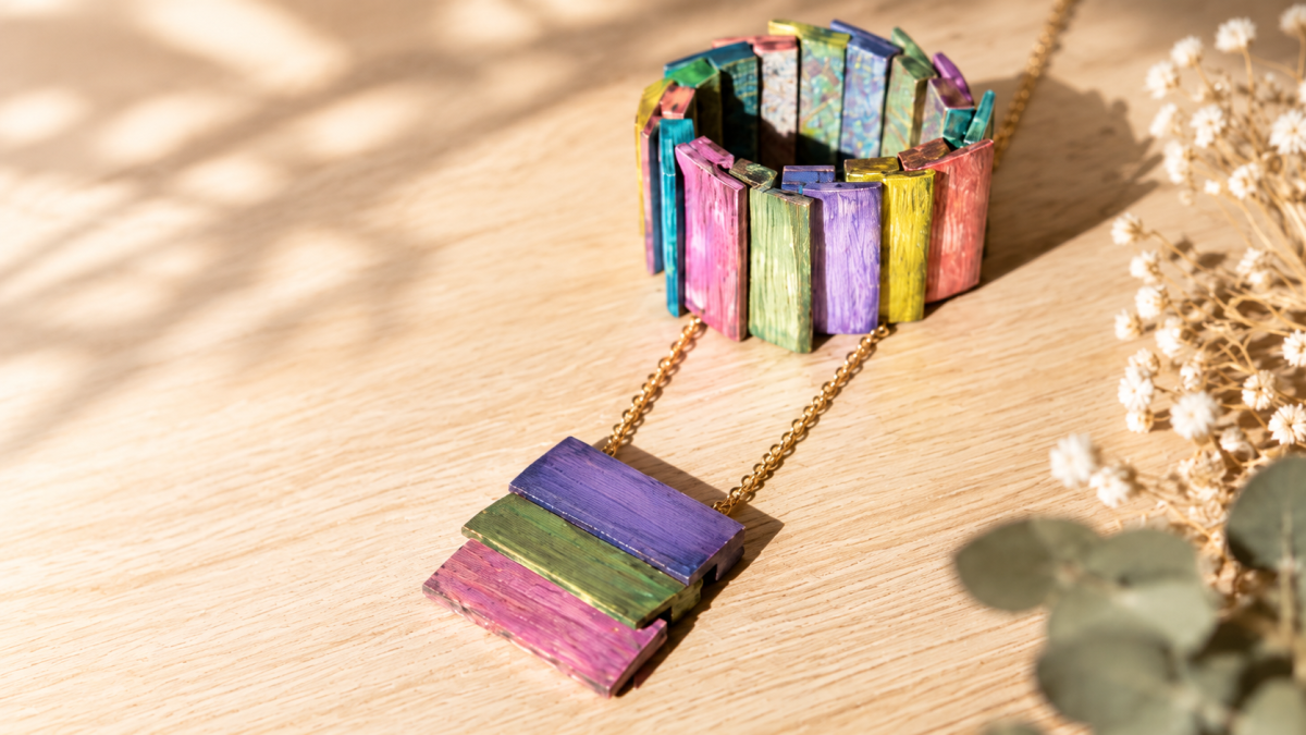 joyeria-artesanal-arcilla-polimerica-irexartesania.jpg Pulsera y colgante artesanales realizados con arcilla polimérica por Irexartesanía